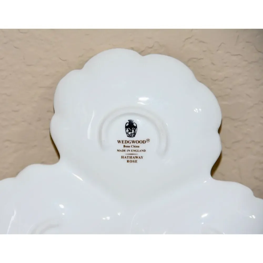 Wedgwood Bone China Hathaway Rose Clover Leaf Relish Tray C. 1959-1987
